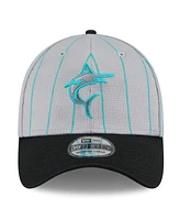 New Era Men's Gray/Black Miami Marlins 2025 Batting Practice 39THIRTY Flex Hat