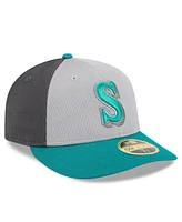 New Era Men's Gray/Aqua Seattle Mariners 2025 Batting Practice Low Profile 59FIFTY Fitted Hat