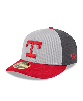 New Era Men's Gray/Red Texas Rangers 2025 Batting Practice Low Profile 59FIFTY Fitted Hat