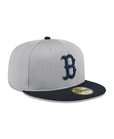 New Era Men's Gray/Navy Boston Red Sox 2025 Batting Practice 59FIFTY Fitted Hat