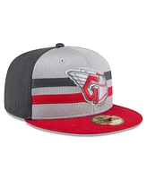 New Era Men's Gray/Red Cleveland Guardians 2025 Batting Practice 59FIFTY Fitted Hat