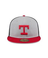 New Era Men's Gray/Red Texas Rangers 2025 Batting Practice 59FIFTY Fitted Hat