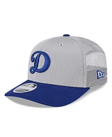 New Era Men's Gray/Royal Los Angeles Dodgers 2025 Batting Practice 9SEVENTY Stretch-Snap Trucker Hat