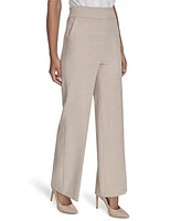 Calvin Klein Women's Windowpane Print Wide Leg Pants