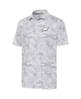 Antigua Men's White Philadelphia Eagles Anthracite Logo Collide Polo Shirt
