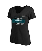 Fanatics Women's Black Philadelphia Eagles Super Bowl Lix Champions Plus Iconic Victory V-Neck T-Shirt