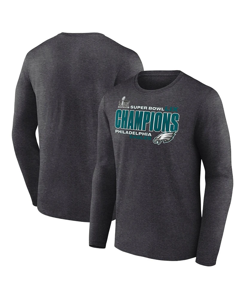 Fanatics Men's Heather Charcoal Philadelphia Eagles Super Bowl Lix Champions Big Tall Under The Lights Long Sleeve T-Shirt