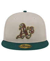 New Era Men's Natural/Hunter Green Oakland Athletics Lifestyle Tree Bark Fill 59FIFTY Fitted Hat