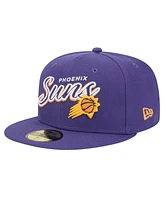 New Era Men's Purple Phoenix Suns Sport Night Script Sided 59FIFTY Fitted Hat