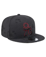 New Era Men's Black Philadelphia 76ers Midnight Ink Pop Outline 9FIFTY Snapback Hat