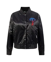 Pro Standard Women's Black Philadelphia Phillies Rhinestone Satin Full-Snap Jacket