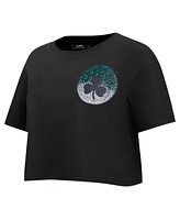 Pro Standard Women's Black Boston Celtics Jewels Boxy Cropped T-Shirt