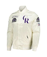 Pro Standard Men's Cream Colorado Rockies Cooperstown Collection Pinstripe Retro Classic Satin Full-Snap Jacket