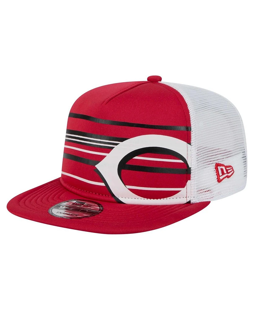 New Era Men's Red Cincinnati Reds 9FIFTY A-Frame Trucker Snapback Hat