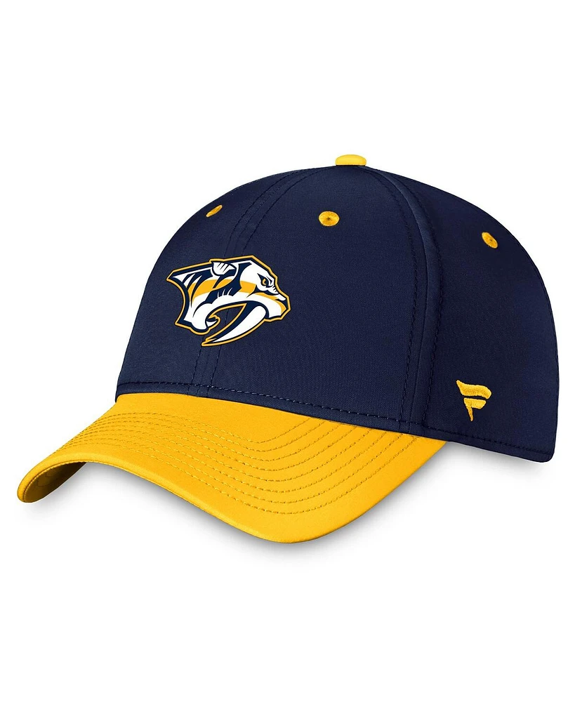 Fanatics Men's Navy/Gold Nashville Predators Authentic Pro Rink Two-Tone Flex Hat