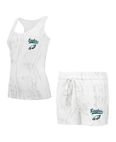 Concepts Sport Women's 2-Piece White Philadelphia Eagles Plus Quartz Tank Top and Shorts Set