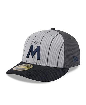 New Era Men's Gray/Navy Minnesota Twins 2025 Batting Practice Low Profile 59FIFTY Fitted Hat