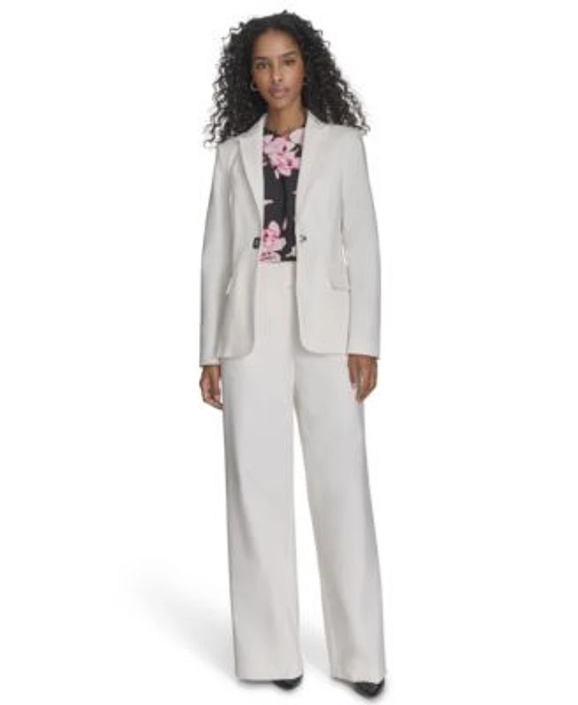 Calvin Klein Womens One Button Blazer Wide Leg Pants