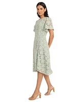 Maggy London Women's Floral-Lace Short-Sleeve Dress