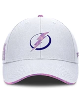 Fanatics Men's White Tampa Bay Lightning Authentic Pro Hockey Fights Cancer Adjustable Hat