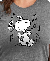 Hybrid Apparel Trendy Plus Peanuts Snoopy Music Dance Graphic Crew Neck T-Shirt