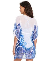 Beyond Control Women's Sea Life V-Neck Caftan Cover-Up