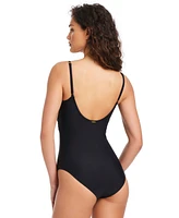 Beyond Control Women's Draped Metallic One-Piece Swimsuit