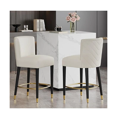 Set of 2 Modern 27 Inch Counter Stools with Upholstered Tufted Seat for Kitchen Island & Bar-The Pop Home