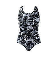 Swimsuits for All Plus Chlorine Resistant Spliced Tank One Piece Swimsuit