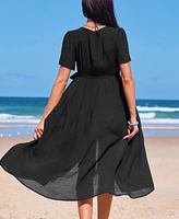 Cupshe Women's Swaying Tides Black Cover-Up Midi Beach Dress