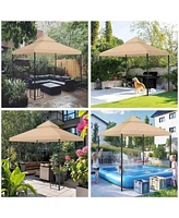 Yescom 8'x8' Pu Water Resistance Gazebo Canopy Replacement Top Cover UV30+ for Dual Tier Outdoor Patio Backyard Beige