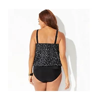 Swimsuits for All Plus Loop Strap Blouson Tankini Top