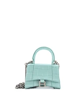 Pre-Owned Balenciaga Mini Hourglass Chain Top Handle Bag Embossed Leather