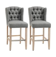 Counter Height Bar Stools Set of 2, Upholstered Kitchen Island Chairs with Solid Wood Legs-The Pop Home