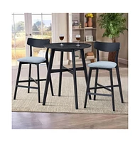 Set of 2 Bar Stools, 28.5 Inch Solid Wood Kitchen Island Chairs for Home, Bar, or Pub-The Pop Home