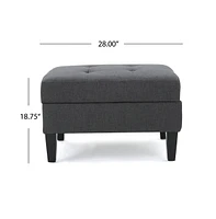 Tufted Storage Ottoman with Waffle Stitching, Upholstered Footrest Hidden Storage-The Pop Home