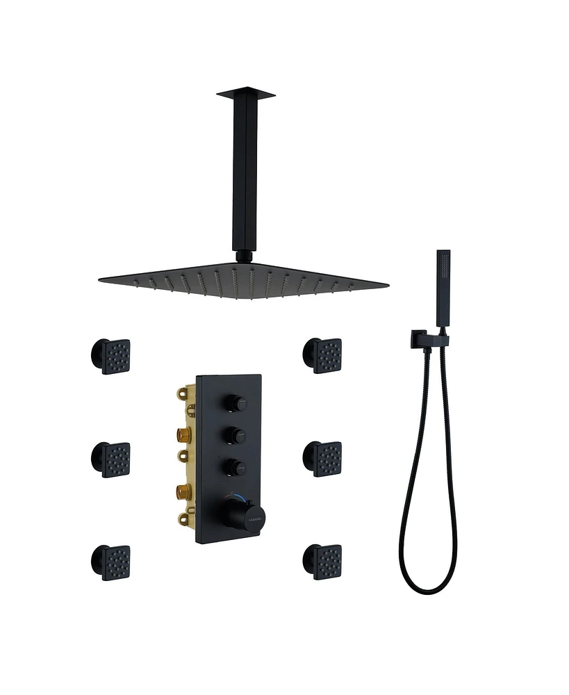 12-Inch Rainfall Shower Head & Thermostatic Control - Perfect for Family Bathing Comfort
