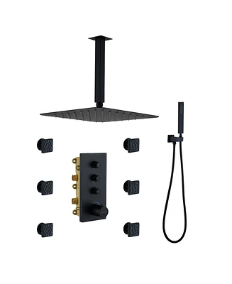 12-Inch Rainfall Shower Head & Thermostatic Control - Perfect for Family Bathing Comfort