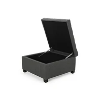 Storage Ottoman with Button-Tufted Lid, Upholstered Square Bench for Living Room, Bedroom, Entryway-The Pop Home