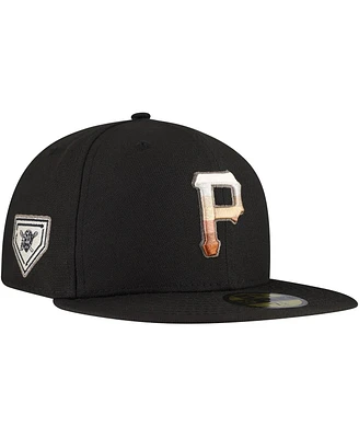 New Era Men's Black Pittsburgh Pirates Dune Gradient Side Patch 59FIFTY Fitted Hat