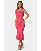 Bebe Women's Lace Flounce Midi Dress