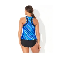 Swimsuits for All Plus Chlorine Resistant High Neck Racerback Tankini Top