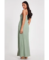 Quiz Women's Scuba Crepe Contrast Corsage Maxi Dress