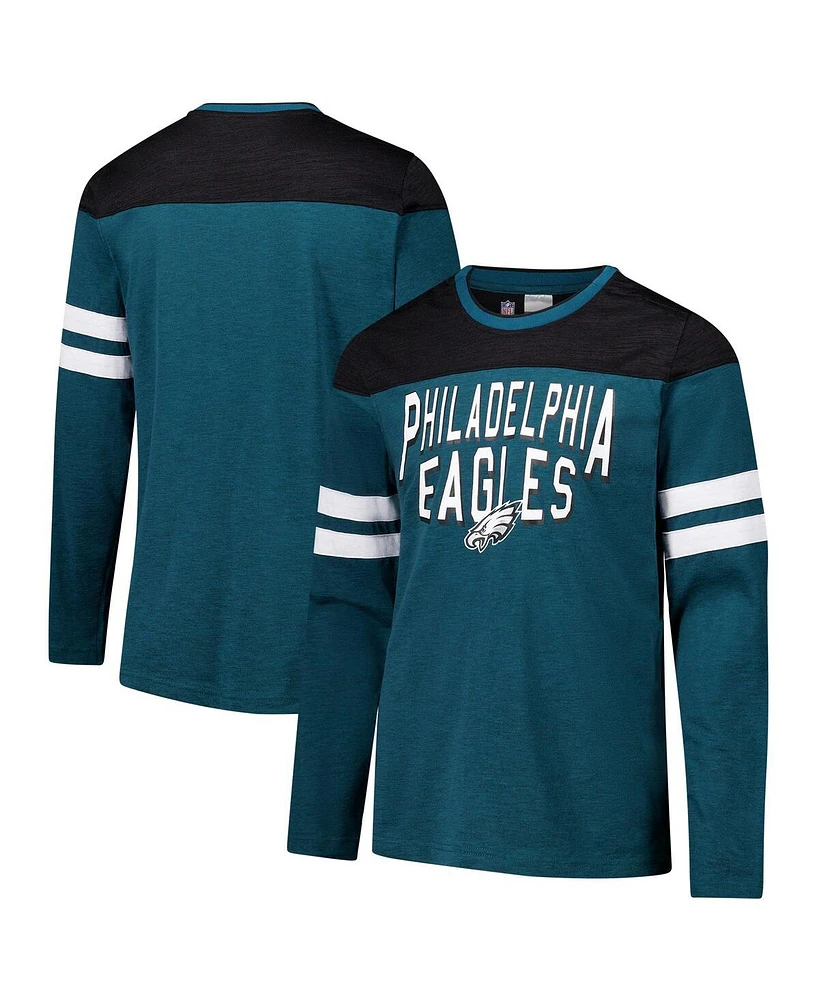 G-iii Sports by Carl Banks Men's Midnight Green/Black Philadelphia Eagles Adaptive Hail Mary Long Sleeve T-Shirt