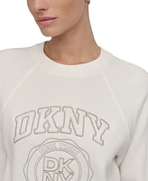 Dkny Sport Women's Varsity Embroidery Raglan-Sleeve Top