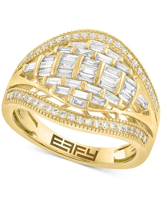 Effy Diamond Round & Baguette Curved Statement Ring (5/8 ct. t.w.) in 14k Gold