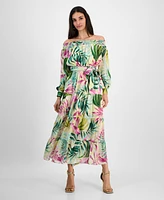 Guess Women's Josee Off-The-Shoulder Long-Sleeve Maxi Dress