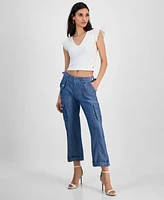 Guess Women's Dahlia Sangallo Mixed-Media Top