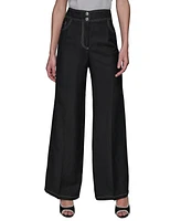 Karl Lagerfeld Paris Women's Linen-Blend Wide-Leg Pants