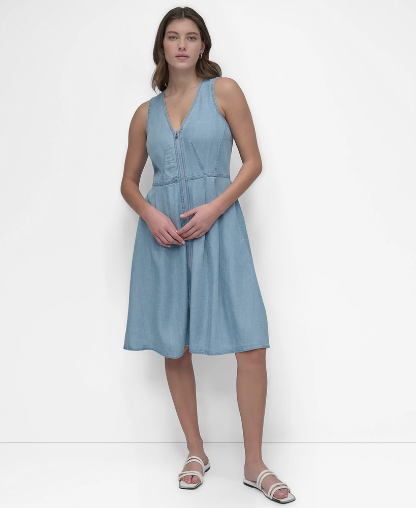Dkny Women's Sleeveless Zip-Front Fit & Flare Dress
